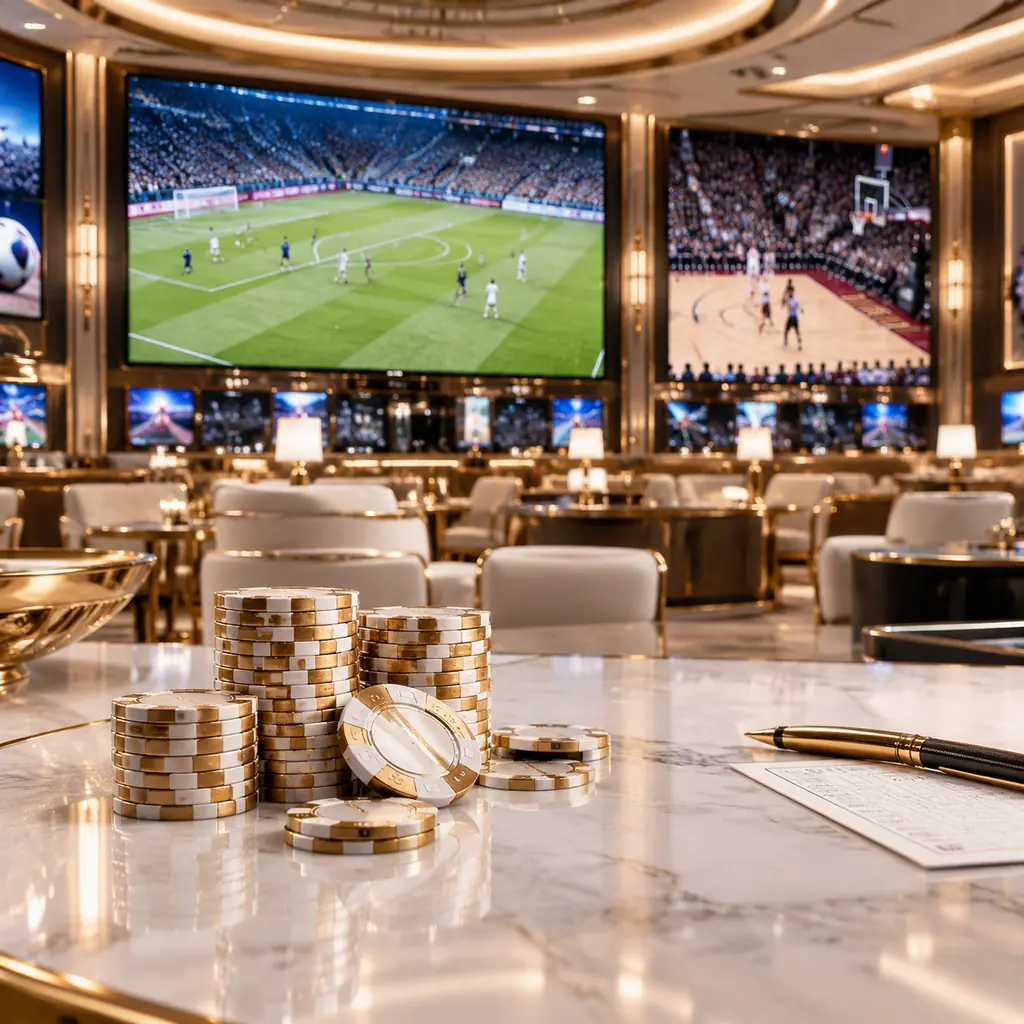 Layar olahraga di ruang sportsbook kasino